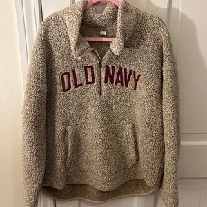 Old Navy Tan Sherpa Fleece with Red Logo